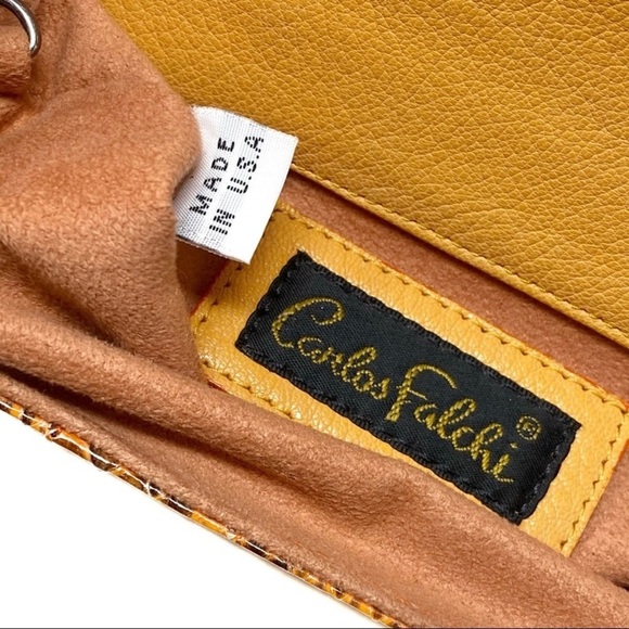 NWT Carlos Falchi Snakeskin Leather Orange Mini Bag with Chain Shoulder Strap - Picture 9 of 14